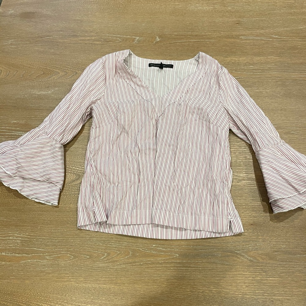 White House black market pink pinstripe bell top